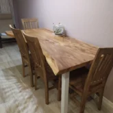 Стол обеденный из слэбов карагача 80х160 фото 7